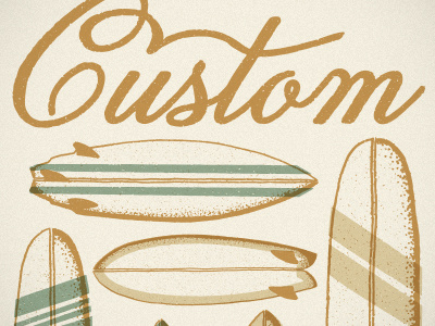 Custom custom fin script surf surfboard vintage