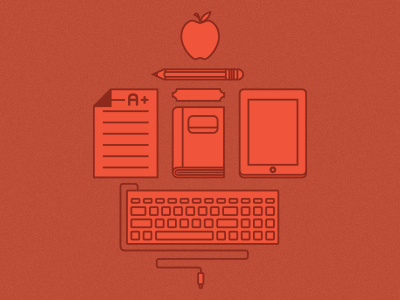 Skwelicons apple good grades icons illustration pencil school students teachers tech