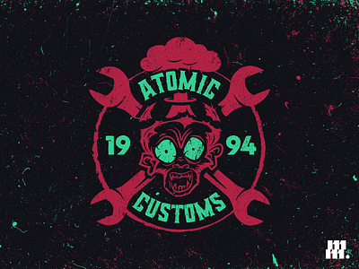 Atomic Customs logo atomic car design explosion garage graphic design grunge gta gtarp identity illustration illustrator logo lossantos monkey photoshop rp vector
