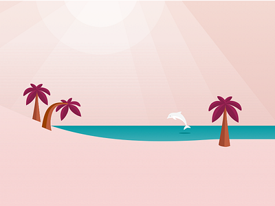 Summer dolphin four seasons illustration light ocean palmtree pink sea summer sun sun light