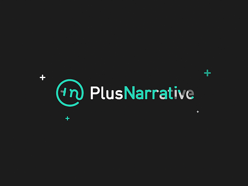 Plus Narrative Logo Build adobe animated build coding design fun gif inspiration logo logo design logotype loop mark motion physics quirky sting stinger tags typography