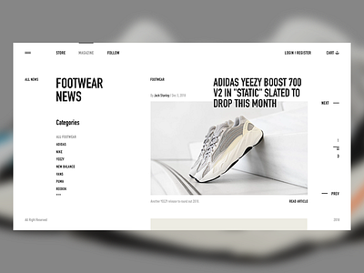 Footwear news adidas blog clean concept concept design grid news shop simple sneakers sport store typogaphy yeezy