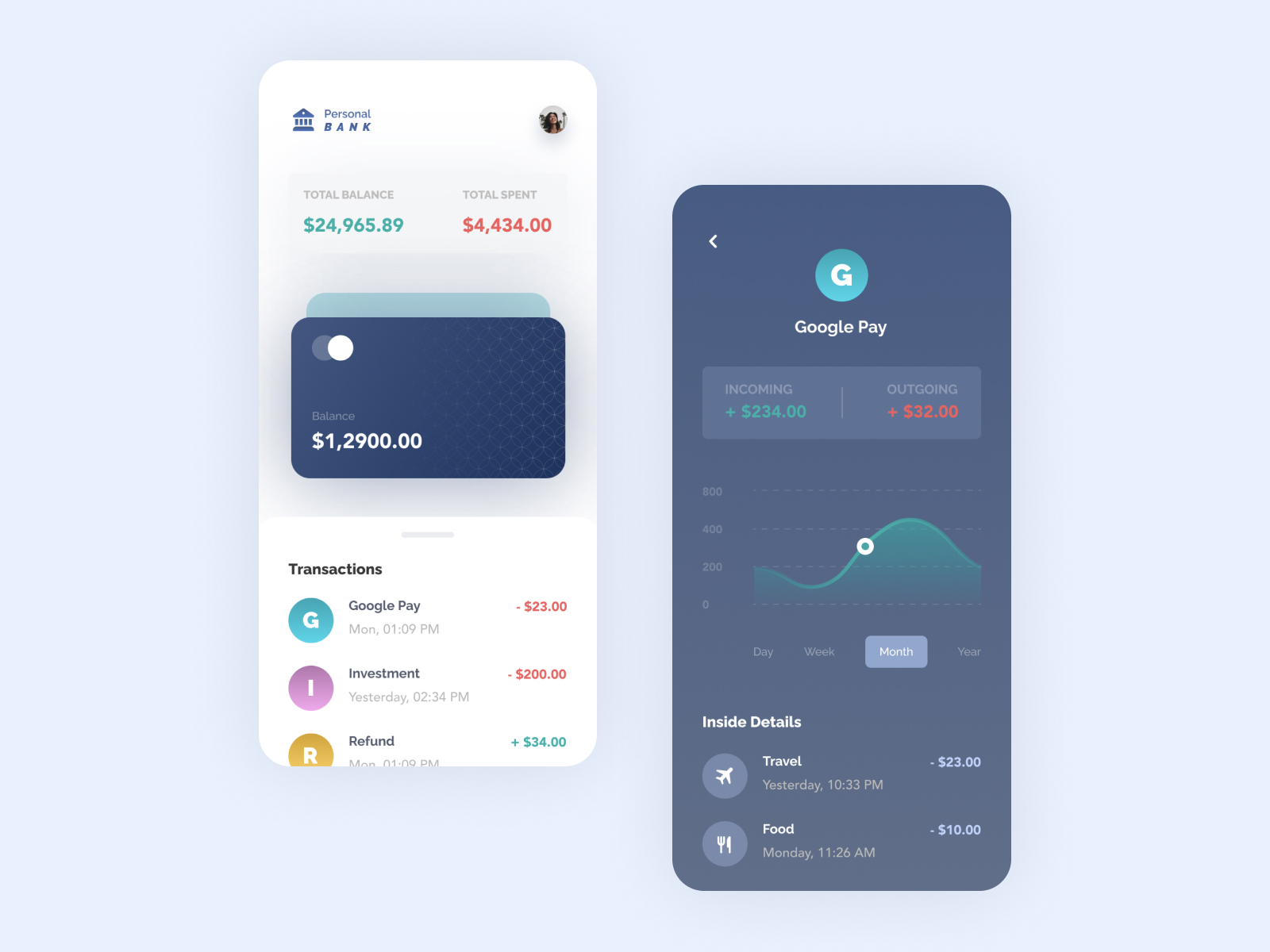 Finance App UI Concept by Saksham Sinha on Dribbble