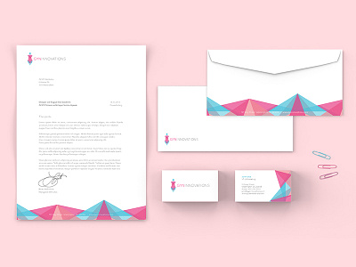 GYN Innovations branding business card envelope folder gynecology logo paper letter stationary