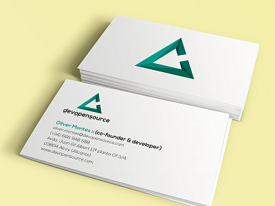 Dev Open Source brand business card corporate image design development company flat design green logo identity logo logo design