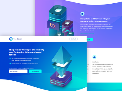 Landing Page The0cean ethereum financial illustration isometric landing page tokens trading website