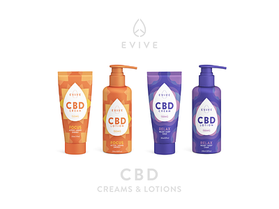 Evive Focus | Relax CBD Lotion & Cream Package Design branding cannabis cbd color cream design graphic design graphics lotion minimal package packagedesign packaging
