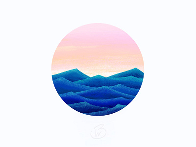 Mountains Of Blue art digital illustration ocean painting scene