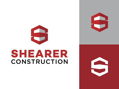 Shearer Construction Brand Identity 3d branding design flat geometric logo logo design minimal typography vector