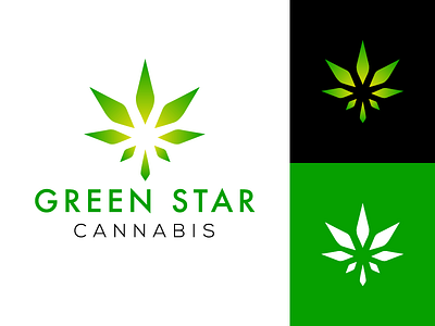 Green Star Cannabis Brand Identity brand brand identity branding cannabis color design geometric icon logo logo design marijuana minimal typography vector