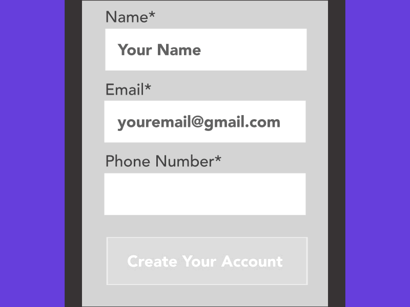 Mobile Account Creation Animation animation ui