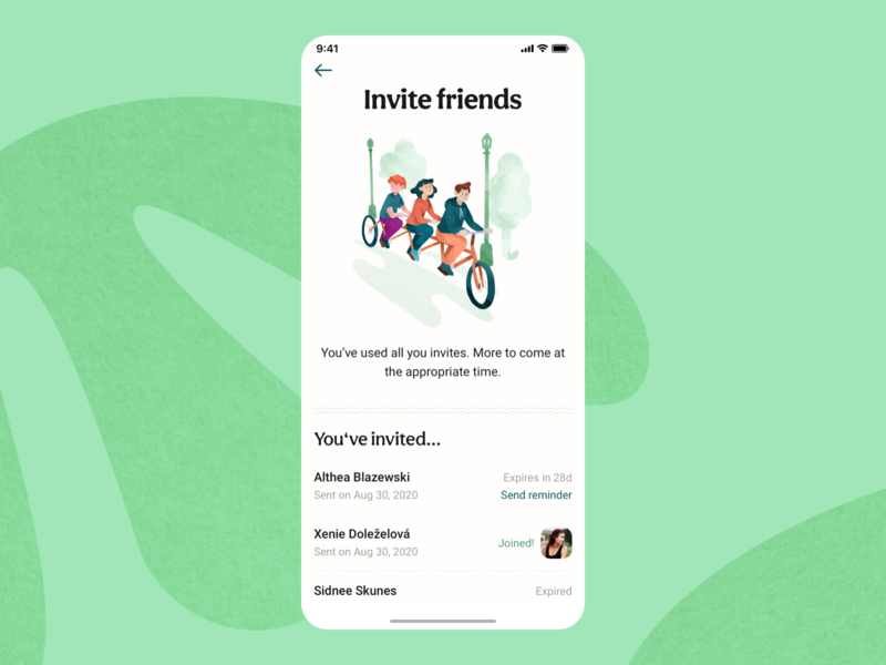 Invite Friends community community app friends friendship invitation invite iphone app member members mobile app mobile design mobile ui mobile ux referral splash screen travel travel app traveller trip welcome screen