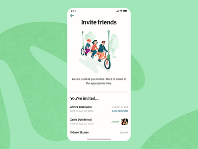 Invite Friends community community app friends friendship invitation invite iphone app member members mobile app mobile design mobile ui mobile ux referral splash screen travel travel app traveller trip welcome screen