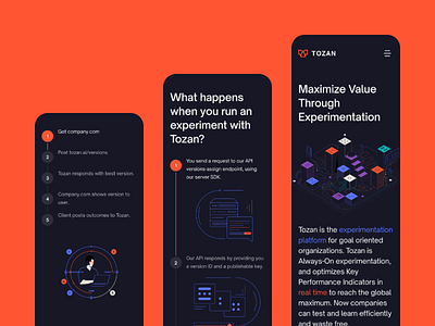 Tozan mobile-first design approach abstract ai clean flat graphic design illustrations illustrator landing page line illustrations minimal modern red simple startup technology ui ux vector web page website