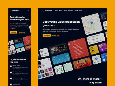 Meta project for UI Copy adobe xd clean dark mode dark theme dark ui dark ux hero illustration landing page minimal mockup modern plugin rotation tilted ui ux web design website yellow