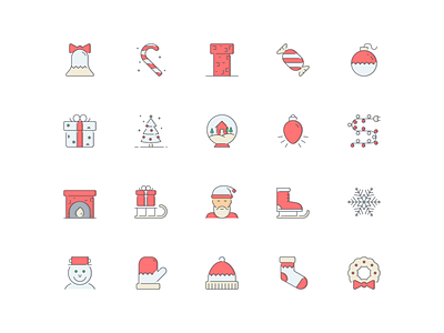 LineQueen – Christmas collection christmas christmas icons colorful icons flat icons holiday icon icon set iconography icons icons library jingle bell line icons new year new year icons santa claus snowflake snowman vector winter