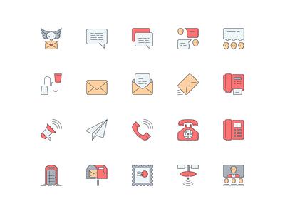 LineQueen – Communication collection chat colorful communication envelope flat icons icon icon set iconography icons icons collection icons library inbox line icons meeting phone podscard satelite send vector webinar