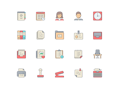 LineQueen – Office collection address book calendar call female call male clock colorful icons documents files flat icons folder icon set iconography icons icons collection icons library id card inbox line icons newspaper office