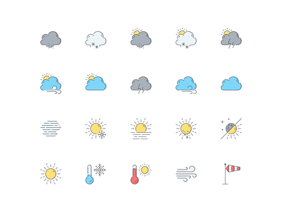 LineQueen – Weather collection cloud cloud rain cloud snow cloud sun cloud sun rain cloud sun snow cloud sun tunder cloud sun wind cloud tunder cloud wind colorful icons flat icons haze icon set iconography icons icons collection icons library line icons weather