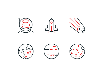 Space Explorations android icons cometh cosmonaut galaxy ios icons line icons planet space stroke icons
