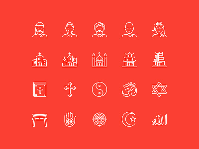 God is One buddhism christianity church icon ios icons islam line icons lineking religion stroke icons vector icons