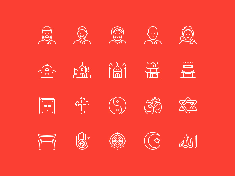 God is One buddhism islam christianity church religion lineking ios icons stroke icons line icons vector icons icon