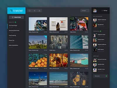 Online Video Management cinema clean dark dashboard film minimalistic ui ux video production videos web app website