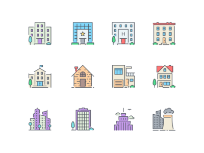 Buildings Line Icons