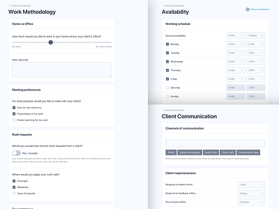 Constitution methodology clients contract engagement form design freelancers invoice methodology platform progress tracking proposal remote web app web application website