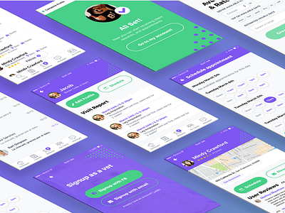 Paw - App for Veterinarians app card colors onboarding profile purple signup success ui ux
