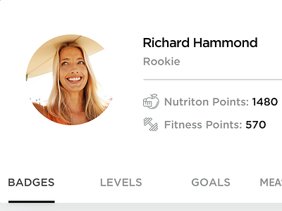 Profile achievement screen badges fitness goals measurement profile