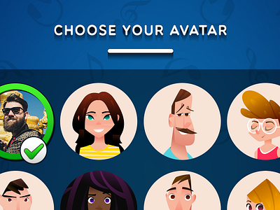 Avatar Selection Screen for a game ui design a avatar design for game screen selection ui