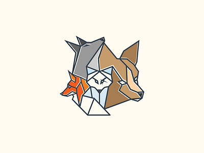 FOX DEN 4 animals brand identity den design fox logo lowpoly