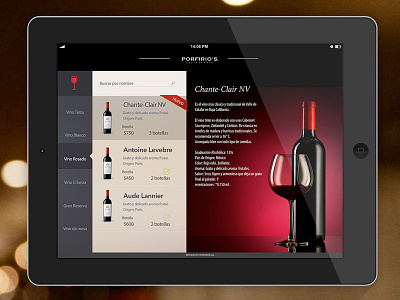 App Wine app ipad menu wine