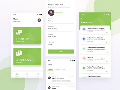 UI/UX Case Study: MySchool App casestudy course gmail green history home inbox list login mobile app order payment portfolio productdesign profile school subsribe uipack uxcase uxflow