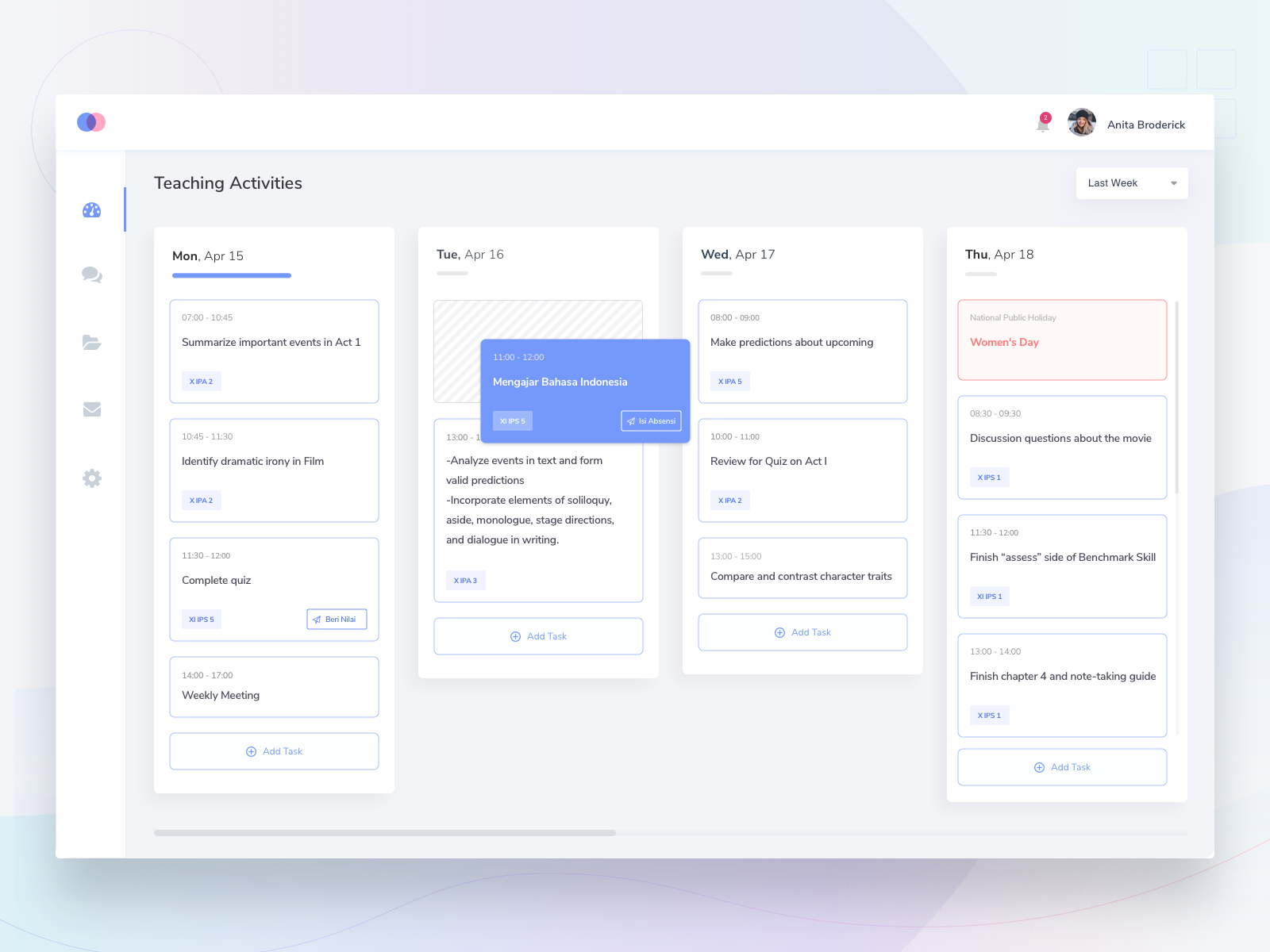 Task Management Dashboard for Teacher by Upik Oktafiani on Dribbble
