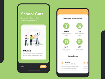 School Management System App activity booking card case study chat class course dashboard education home message mobileapp notification onboard portfolio product design register schools teacher ui pack