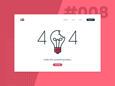 Daily UI #008 / 404 page 008 404 404 error blue challenge daily daily 100 challenge daily ui daily ui 008 design illustration light bulb page not found red ui