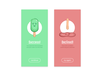 Daily UI #011 / Flash Message 011 challenge daily daily 100 challenge daily ui declined design flash message food green happy ice cream illustration illustrator red sad success typography ui vector