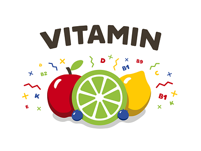 Vitamin - Illustration creative design fruit fruits illustration illustrator poster typography vector vitamin