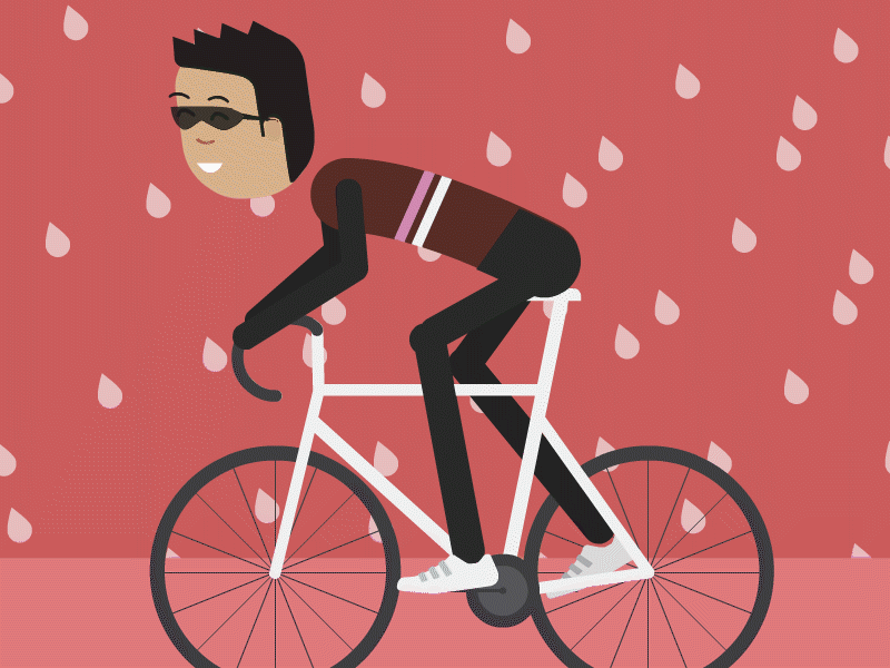 Winter commuting animation cycling flat raining