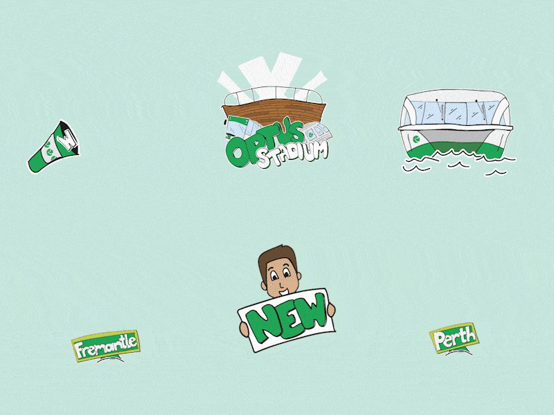 Transperth branded sticker set 3/4 animated design handdrawn stickers