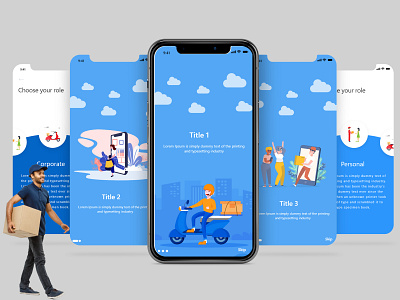 Delivery App adobe xd blue ios iso mobile app