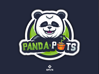 Panda Pots branding design graphic green leaf logo mascot panda pots weed
