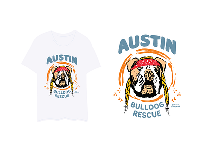 Bulldog Rescue bulldog design dogs drawing illustration lettering line art t shirt type typography