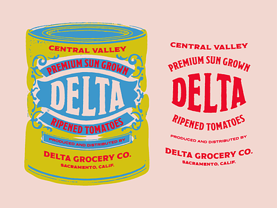 Central Valley Grown drawing illustration label lettering line art tomato type typography vintage can vintage label