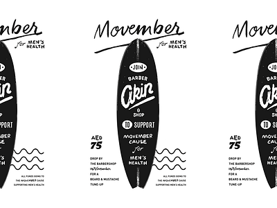 AKIN - November Print Piece barber shop illustration lettering movember poster