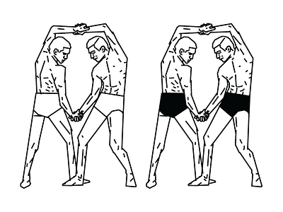 Wrestlers drawing illustration line art