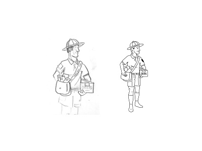 Before / After drawing icon illustration line art