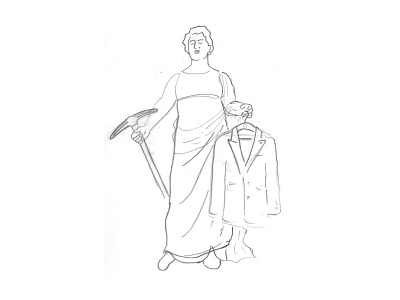 WIP - Tailors Statue drawing greek illustration lady justice line art statue